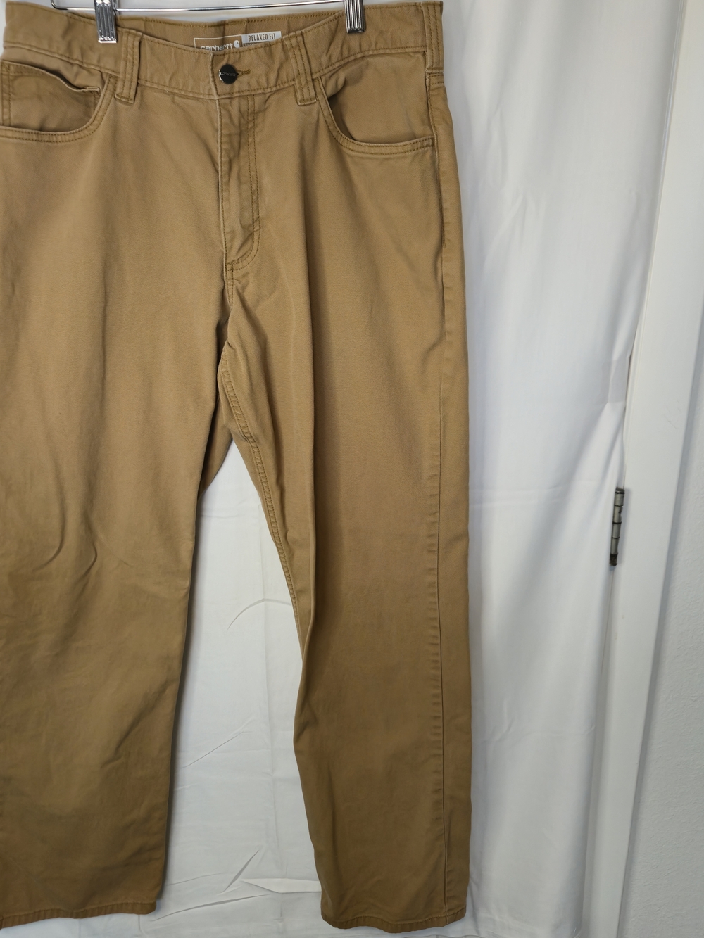 Carhartt Rugged Flex Relaxed Fit Canvas 5-Pocket Work Pants Tan 34x32 BN2517-M